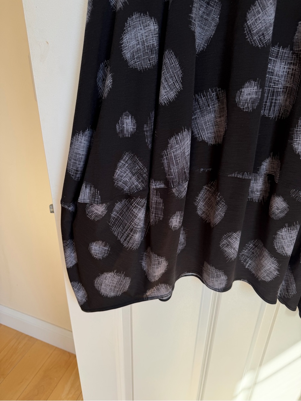 Comfy USA Black Midi Dress with Gray Dot Print - Picture 3 of 6